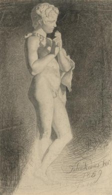 Study of a boy playing the flute, 1859. Creator: Frantisek Klimkovic.