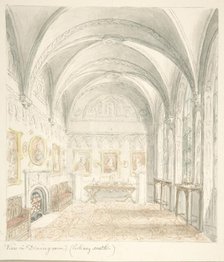 Lea Castle, Worcestershire, Dining Room Looking South, ca. 1816. Creator: Attributed to John Carter.