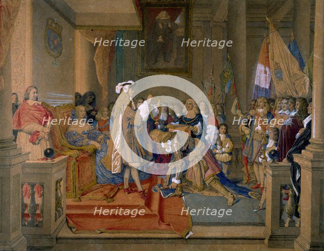 Marshal Berwick receiving from King Philip V of Spain the Order of the Golden Fleece, 1864. Creator: Ingres, Jean Auguste Dominique (1780-1867).