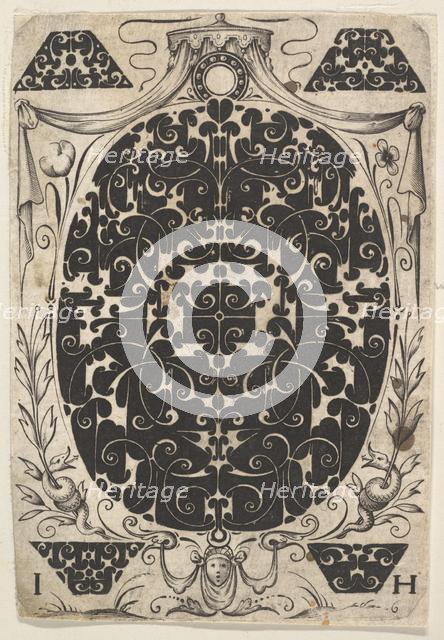 Oval Pendant Decorated with Schweifwerk, Surrounded by Smaller Motifs and Crowned b..., ca. 1614-19. Creator: Jacques Hurtu.