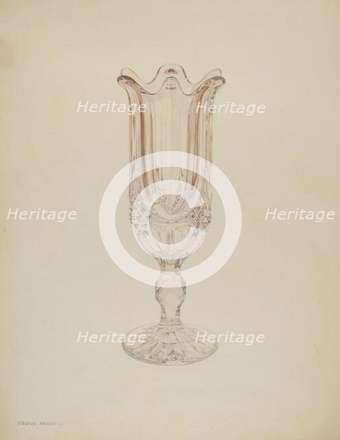 Glass Celery Holder, c. 1939. Creator: Frank M Keane.