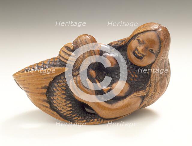 Mermaid and Child, Late 18th century. Creator: Kokei.