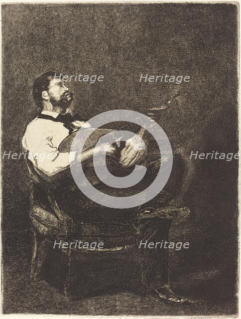 Guitar Player (Joueur de Guitare), 1861. Creator: Francois Bonvin.