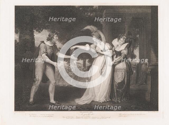 Before the Duke's Palace-Rosalind, Celia, Orlando, the Duke..., first published 1800; reissued 1852. Creator: William Satchwell Leney.