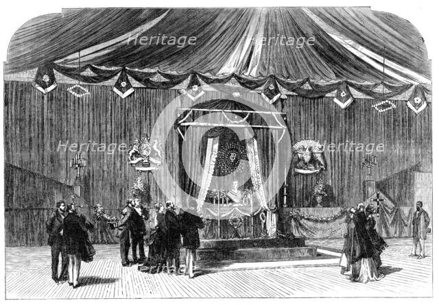 Funeral of Mr. Peabody in America: the City Hall, Portland, Maine, 1870. Creator: Unknown.