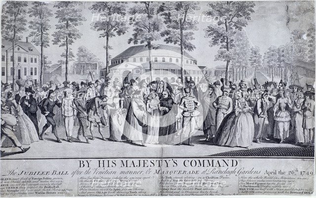 Jubilee Venetian masquerade ball in Ranelagh Gardens, Chelsea, London, 1749. Artist: Nathaniel Parr