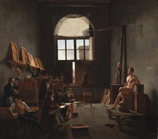 The Studio of Jacques-Louis David, 1814. Creator: Leon Mathieu Cochereau.
