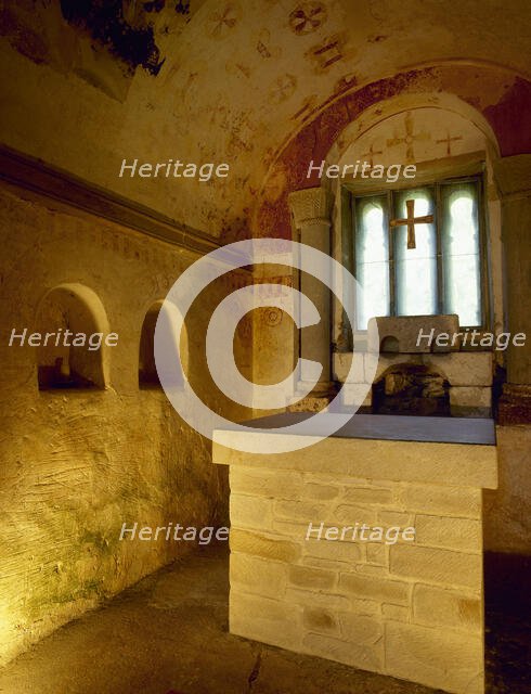 Interior, Church of the Holy Saviour of Valdedios, Asturias, Spain, 9th century, (2002). Creator: LTL.