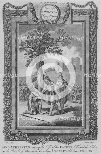 'King Athelstan saving the Life of his Father, Edward the Elder at the Battle of Sherwood', c1787. Artist: Unknown.