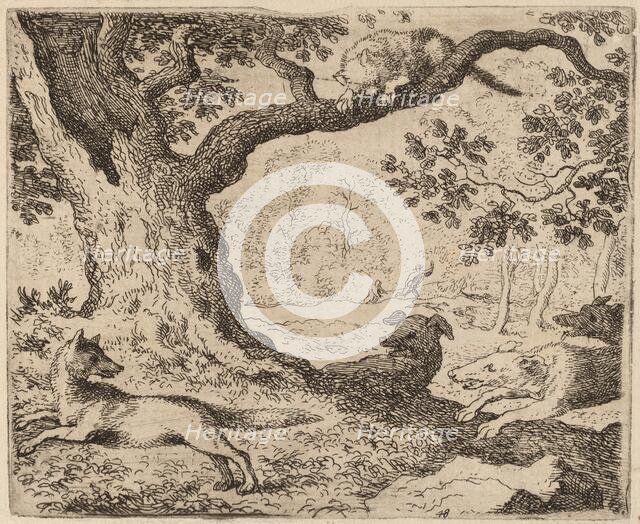 Reynard's Father and the Cat Pursued by Hounds, probably c. 1645/1656. Creator: Allart van Everdingen.