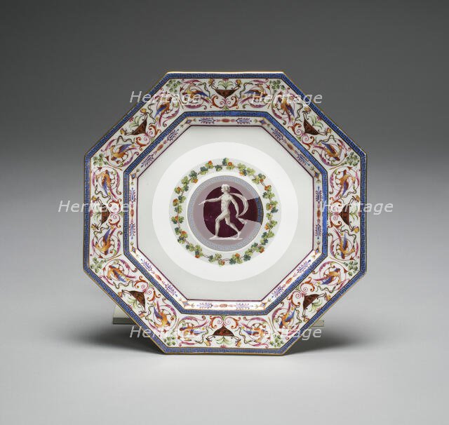 Plate from the Arabesque Service, France, 1785. Creators: Sèvres Porcelain Manufactory, Jacques Fontaine, Louis-Francois L'Ecot.