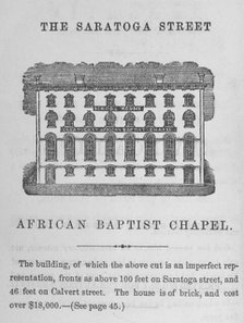 The Saratoga Street African Baptist Chapel, 1859. Creator: Unknown.