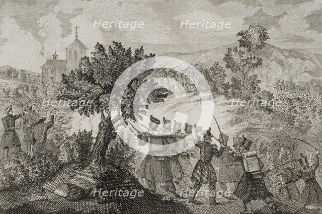 First Carlist War (1833-1840): Armed action near La Antigua, Basque Country, 1842. Creators: Eusebio Zarza, Jose Gomez.