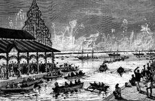 The Duke and Duchess of Connaught at Ceylon: illumination of the Harbour, 1890. Creator: R. Taylor.