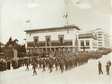 American troops parading in Casablanca, Morocco, World War II, December 1942. Artist: Unknown