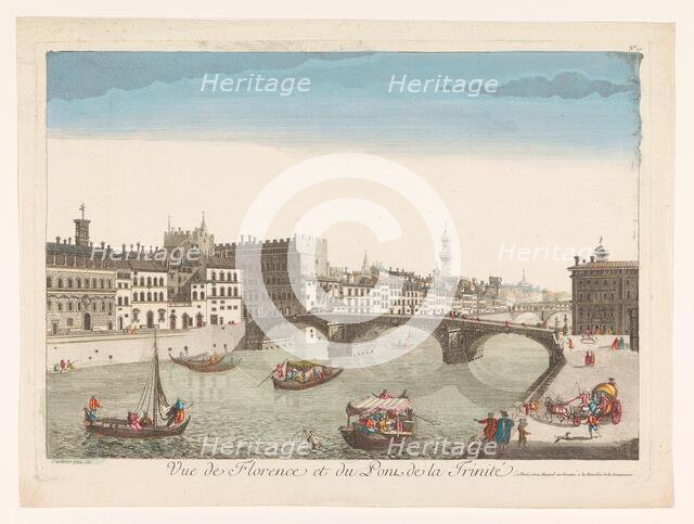 View of the Ponte Santa Trinita over the river Arno in Florence, 1761. Creator: Anon.
