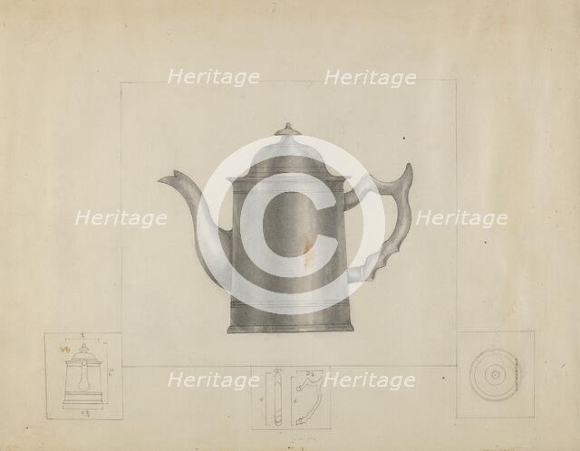 Pewter Coffee Pot, 1935/1942. Creator: Henry Meyers.