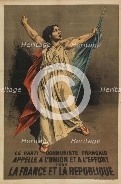 The French Communist Party calls to the union and effort for France and the Republic, 1946. Creator: Gill, André, (after) (1840-1885).