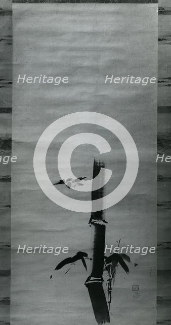 Sparrow and Bamboo, 17th century. Creator: Kanô Tan'yû.