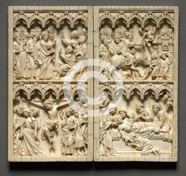Diptych with Scenes from the Life of Christ (left wing: Raising of Lazarus and Crucifixion)…, c. 135 Creator: Unknown.
