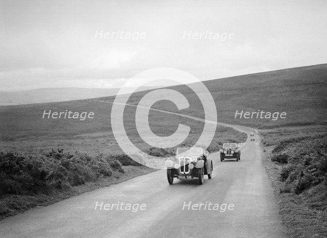 Austin 7s of CD Buckley and Bert Hadley competing at the MCC Torquay Rally, July 1937. Artist: Bill Brunell.