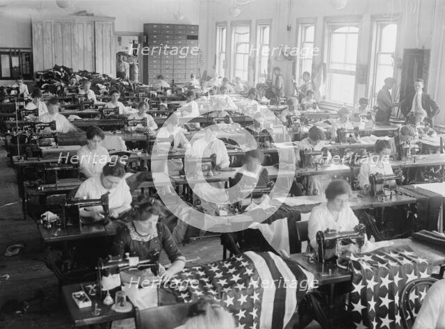 Flag shop, Navy Yard, 1917. Creator: Bain News Service.