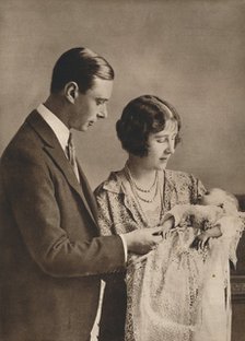 The Duke and Duchess of York at the christening of Princess Elizabeth', 1926. Artist: Unknown.