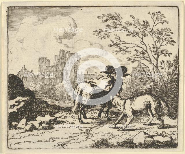 Renard Sends the Ram Back to the Lion with a Package Containing the Rabbit's Head, 1650-75. Creator: Allart van Everdingen.