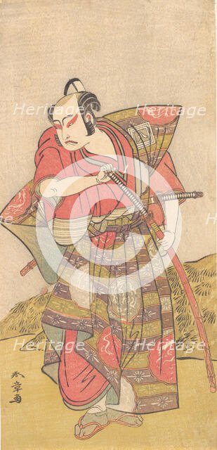 The Second Ichikawa Yaozo as a Samurai Dressed in a Gaudy Kamishimo, probably 1773. Creator: Shunsho.