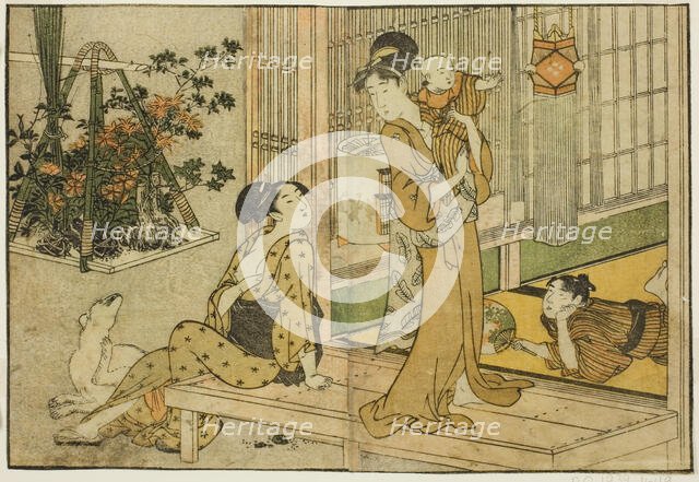 Bon Festival Lanterns and Plant Seller, from the illustrated book "Picture Book..., New Year, 1801. Creator: Kitagawa Utamaro.