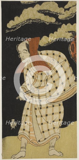 The Actor Arashi Otohachi I as Numataro Kyusei Disguised as the Burglar Ipponzaemon in..., c. 1768. Creator: Shunsho.