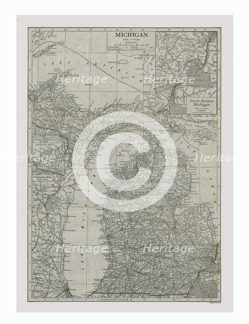 Map of Michigan, USA, c1900. Creator: Emery Walker Ltd.
