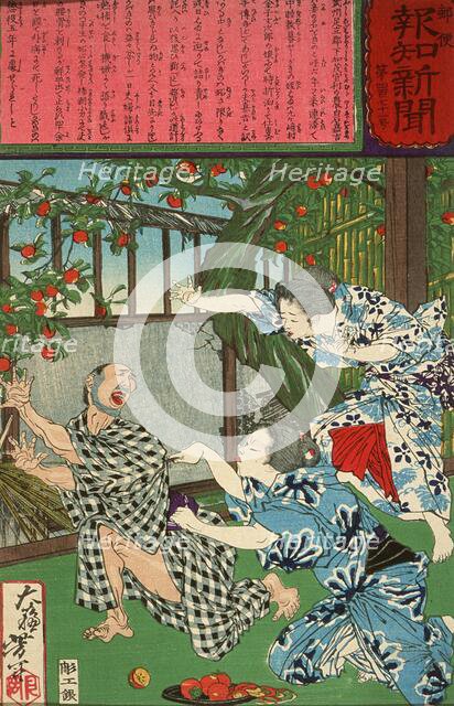 Kino Stabbing Her Husband with a Fruit Knife, 1875. Creator: Tsukioka Yoshitoshi.