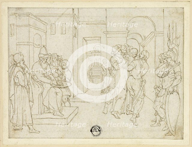 Pilate Washing His Hands, with Christ Being Led Away, 1575-1599. Creator: Unknown.