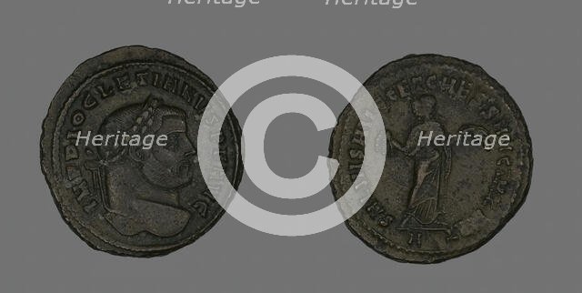 Follis (Coin) Portraying Emperor Diocletian, 298-299. Creator: Unknown.