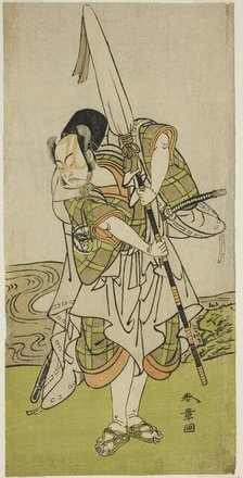 The Actor Nakamura Juzo II as Asahara Hachiro Disguised as the Servant of a Princely..., c. 1773. Creator: Shunsho.