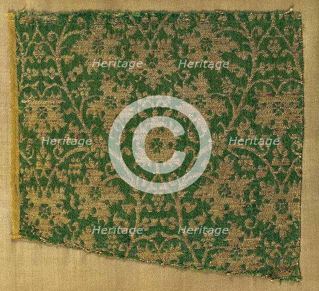 Lampas with scrolling vines and grape leaves, 1300s. Creator: Unknown.