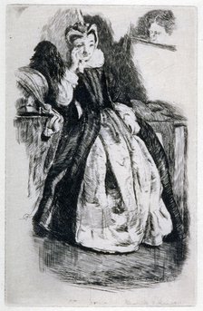 'Lady in Elizabethan Dress', 19th century. Artist: Charles Samuel Keene