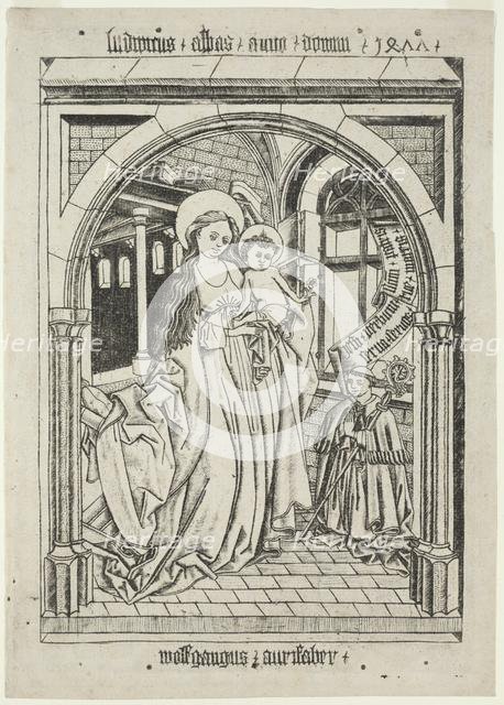 Virgin and Child, Abbot Ludwig Kneeling, 1400s. Creator: Unknown.
