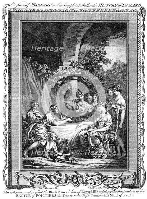 Edward, the Black Prince, relating the particulars of the Battle of Poictiers, 19th century.Artist: J Collyer