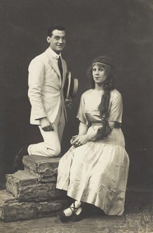 Ern and Chick, two actors, Chick in drag, pose in summer attire, c1918. Creator: Unknown.