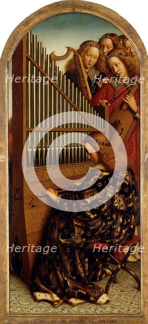 The Ghent Altarpiece. Adoration of the Mystic Lamb: Music-making Angels, 1432. Creator: Eyck, Jan van (1390-1441).