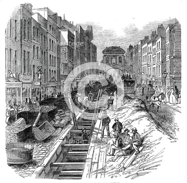 Fleet-Street, deepening the sewer, 1845. Creator: Unknown.