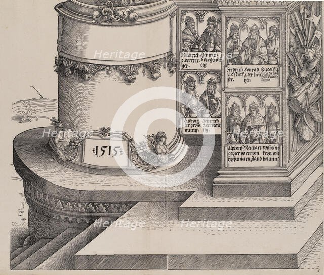 Portraits of Maximilian's Relatives; and the Base of the Left Outer Column with the Date 1..., 1515. Creator: Albrecht Altdorfer.