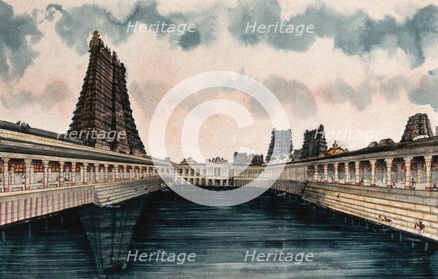 Madurai: the Golden Lotus tank, the temple tank at the Meenakshi - ...(between 1800 & 1899?). Creator: Unknown.