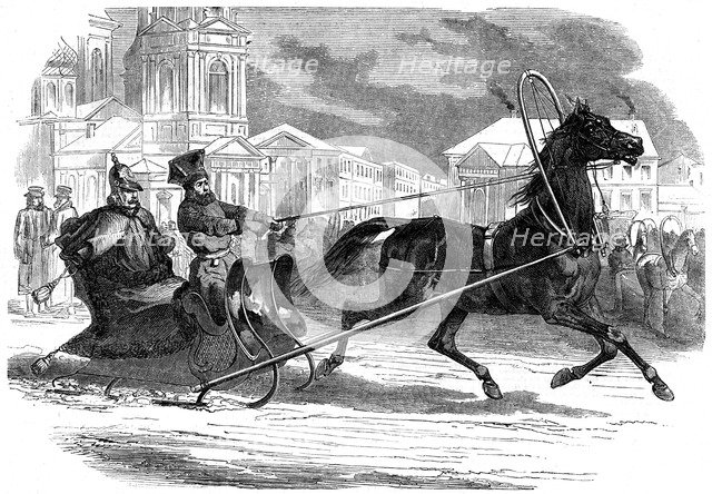 Nicholas I (1796-1855), Emperor of Russia, in his droshky, St Petersburg, 1853. Artist: Unknown