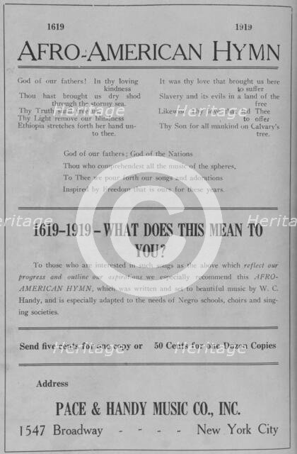 Afro-American Hymn; Music by W. C. Handy, 1918-1922. Creator: Unknown.