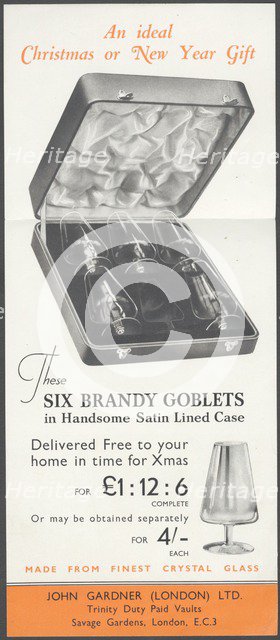 John Gardner Crystal Glassware, 1920s. Artist: Wilfred Fryer