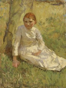 Girl in a field, 1897. Creator: George Clausen.