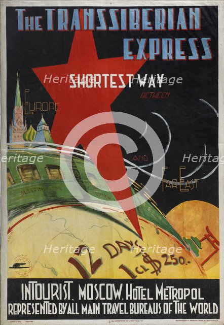 Transsiberian express (Poster of the Intourist company), 1930. Artist: Litvak, Max (1898-after 1943)